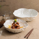 Axyaa Irregular Ceramic Salad Bowl Set - White Texture Thick Soup Fruit Dessert Bowls