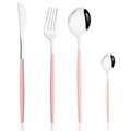 Axyaa Pink Silver Stainless Steel Cutlery Set