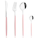 Axyaa Pink Silver Stainless Steel Cutlery Set