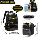 Axyaa Animal Series Sequin Backpack Set: Backpack, Lunch Bag, Pencil Bag - Perfect Girl's Gift