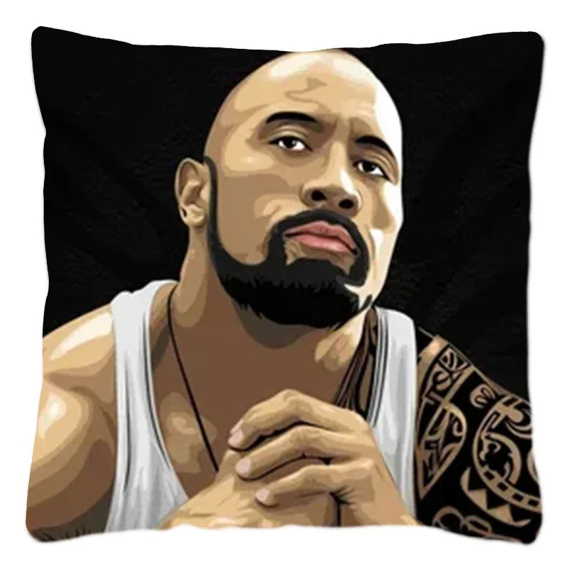 Dwayne Johnson Rock Face Cushion Cover for Sofa by Axyaa - Home Decor Pillowcase