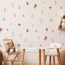 Boho Mushroom Leaves Nursery Wall Decals by Axyaa