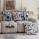 Axyaa Bohemian Tufted Navy Fringe Geometric Throw Pillow Cover