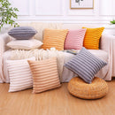 Axyaa Soft Striped Faux Rabbit Plush Cushion Covers for Stylish Home Decor.