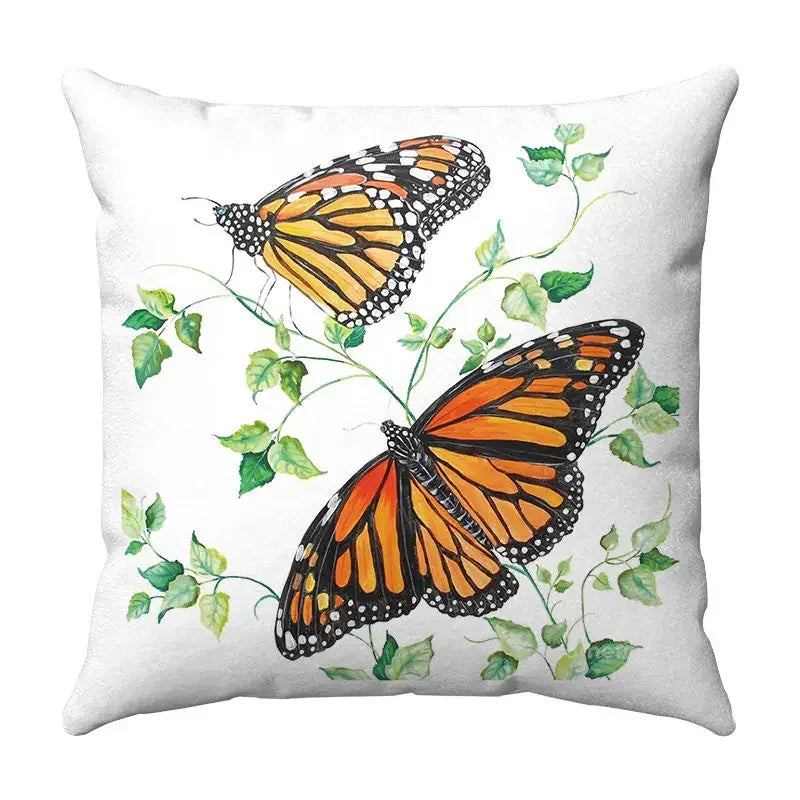 Axyaa Butterfly Print Cushion Cover 45x45cm - Farmhouse Stylish Home Decor Pillow Cover