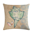 Axyaa Marine Life Linen Pillowcase: Fashion Conch Starfish Shell Sofa Decor Cover