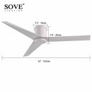 Axya Modern White Black Ceiling Fan Aluminum Blade with Remote Control 220V