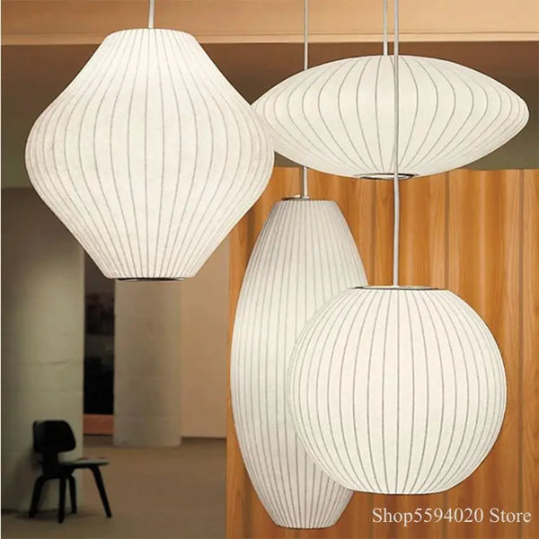 Silk Japanese Pendant Lights for Staircase by Axyaa - LED Restaurant Lighting