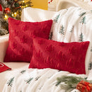 Axyaa Christmas Tree Bow Embroidered Pillowcase - Festive Living Room Decor
