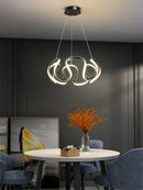 Axyaa Modern Gold/Black Ring Chandelier for Home Decor, 58W LED Pendant Light