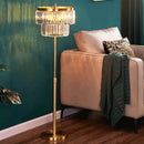 Axyaa Crystal LED Floor Lamp: Luxe Copper Lighting for Bedroom, Living, Dining Room
