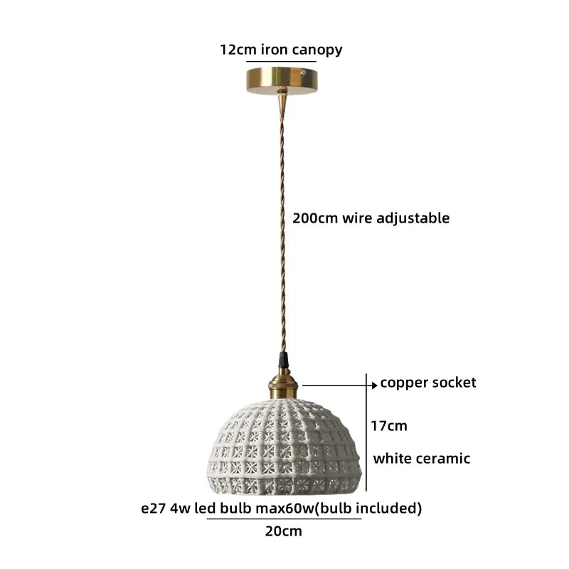 Axyaa White Ceramic LED Pendant Lights: Minimalist Loft Illumination