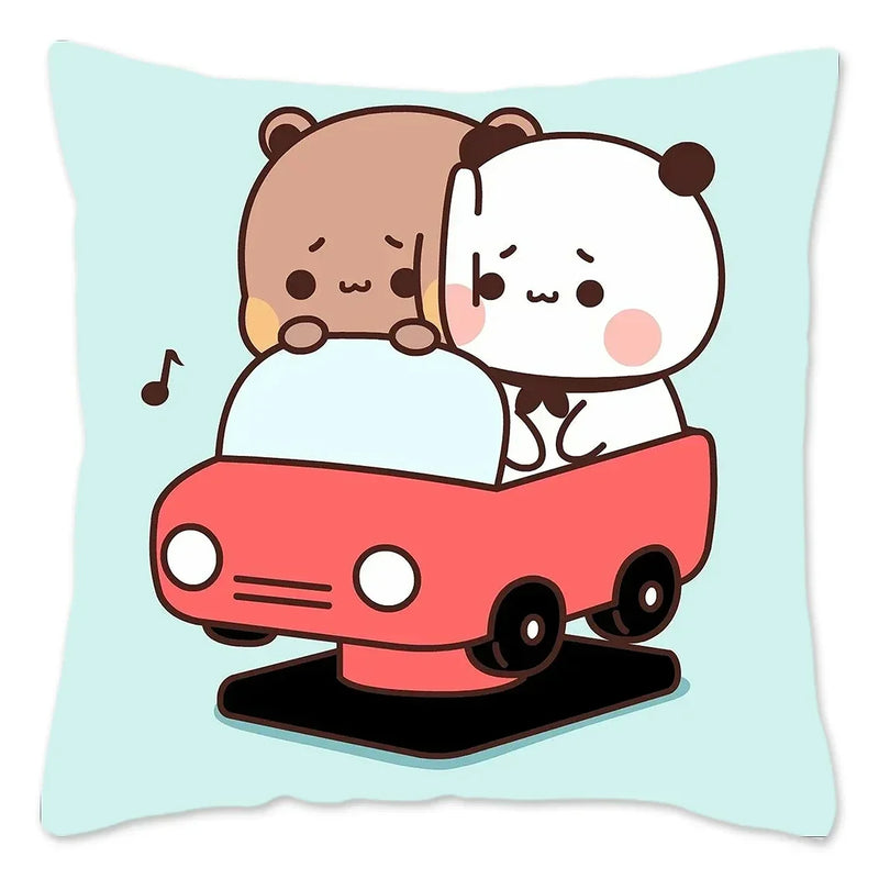 Cute Panda Bears Printed Pillow Case for Sofa Decoration by Axyaa