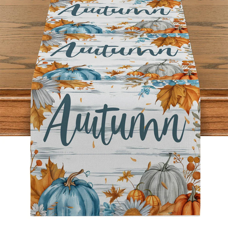 Axyaa Watercolor Maple Leaf Flower Table Runner for Farmhouse Dining and Wedding Parties