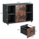 Axyaa 2 Drawer Mobile File Cabinet with Shelves and Rolling Wheels