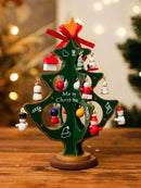 Axyaa Wooden Green Christmas Tree Ornament Decoration Festive Holiday Table Centerpiece