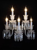 Axyaa Gold/Silver Crystal Wall Lamp, Traditional French Candle Design, LED Lights for Bedside & Aisle
