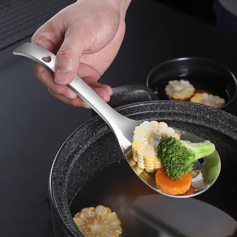 Axyaa Stainless Steel Rice Spoon Colander Skimmer Ladle Serving Utensil
