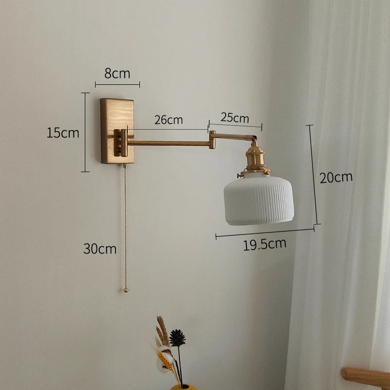 Axyaa Nordic LED Wall Sconce Left Right Rotate Pull Chain Switch Stair Light