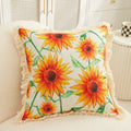 Nordic Sunflower Cotton Linen Pillowcase by Axyaa - Soft Cushion Cover for Home Sofa