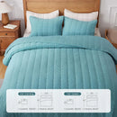 Axyaa King Size Striped Cashmere Quilt Set, Lightweight Velvet Bedspread & Coverlet