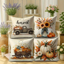 Axyaa Thanksgiving Vintage Truck & Fall Pillow Covers - Country Farmhouse Style