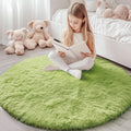 Axyaa Plush Round Carpets: Non-Slip, Washable Rugs for Living Room & Bedroom