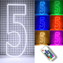 Axyaa 30" Tall LED Neon Numbers 0-9 Birthday Party Decoration Sign