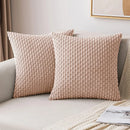 Axyaa Striped Corduroy Plush Velvet Pillowcases - 18x18 Inch Boho Cushion Cover