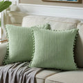 Axyaa Velvet Pillow Covers with Pom-poms - Orange Fall Decor for Sofa