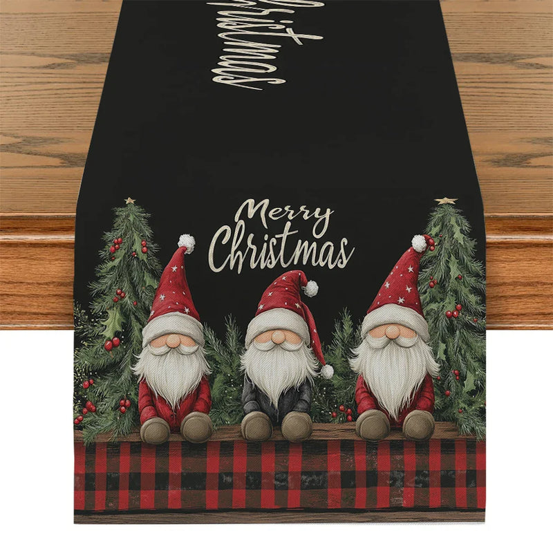 Axyaa Christmas Dwarf Tree Table Runner for Kitchen Dining Party Decor