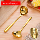 Axyaa Stainless Steel Golden Ladle Soup Spoon Colander Kitchenware