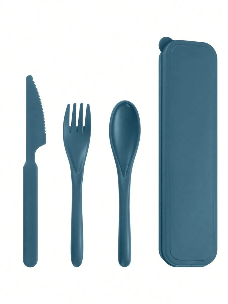 Axyaa Portable Cutlery Set: Plastic Knife, Fork & Spoon - Reusable for School, Outdoor, Camping