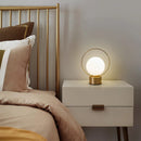 Axyaa Brass Glass Ring Table Lamp with Charging Night Light