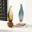 Axyaa Wheat Ear Glass Vase for Desk Decor and Flower Arrangement