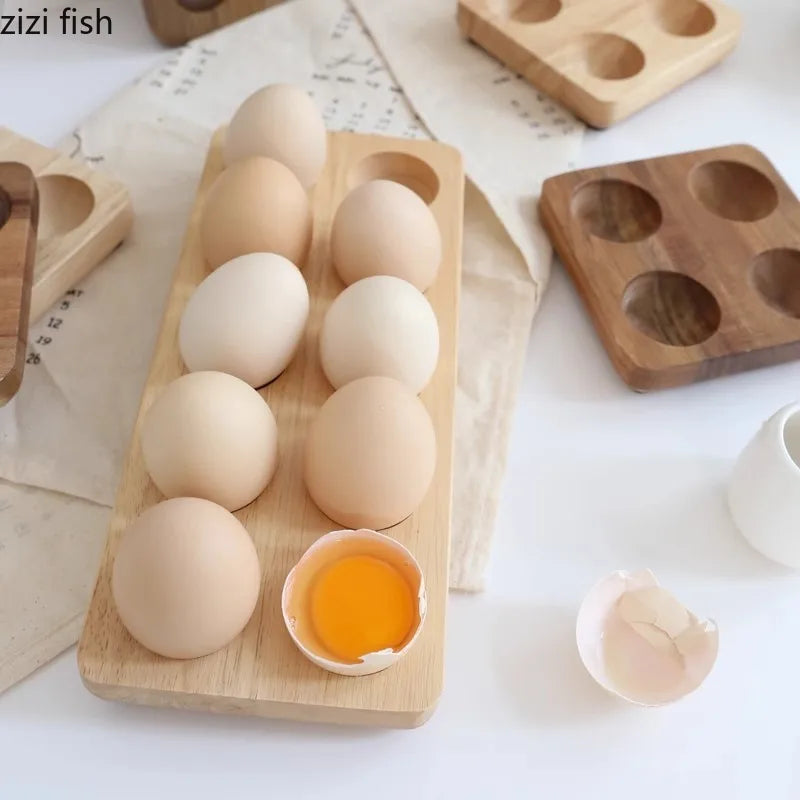Axya Solid Wood Egg Storage Tray Rack for Kitchen Refrigerator and Home