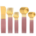 Axyaa 30-Piece Gold Stainless Steel Cutlery Set - Matte Flatware Silverware Kit