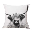 Axyaa Highland Cow Linen Pillow Cover - 45x45CM Home Sofa Throw Cushion for Bed & Car