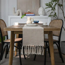 Axya Geometric Jacquard Table Runner with Tassel - Polyester Cotton Dining Flag