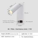 Axyaa Black Brass LED Wall Lamp Sconce with Switch and USB Port, 3W Spotlight