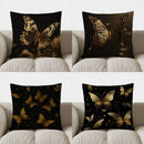 Axyaa Golden Butterfly Pillow Cover Pattern for Sofa, Bedroom, Car, Decor