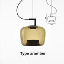 Axyaa Smoke Grey Amber Glass Ball Pendant - Large Art Glass Lamp