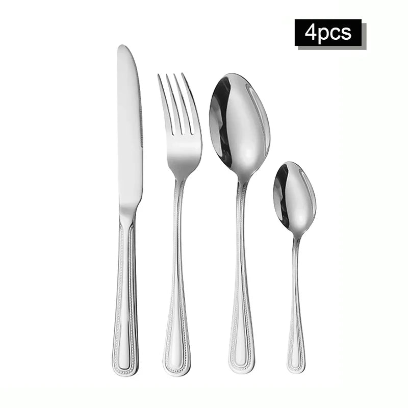 Axyaa Stainless Steel Tableware Set - Knife, Fork, Spoon & Steak Set