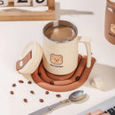 Axyaa Cartoon Insulation Cup with Lid, Straw, Spoon - 500ML Stainless Steel Mug