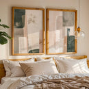 Axyaa Neutral Pink & Green Abstract Modern Wall Art Set