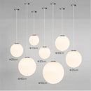 Axya White Glass Ball Pendant Lights: Modern Minimalist LED Fixture
