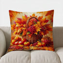 Axyaa Autumn Fence & Pumpkins Decor Pillow Cover