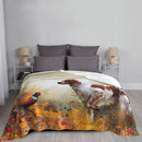 Axyaa Brittany Spaniel Pheasant Hunting Throw Blanket