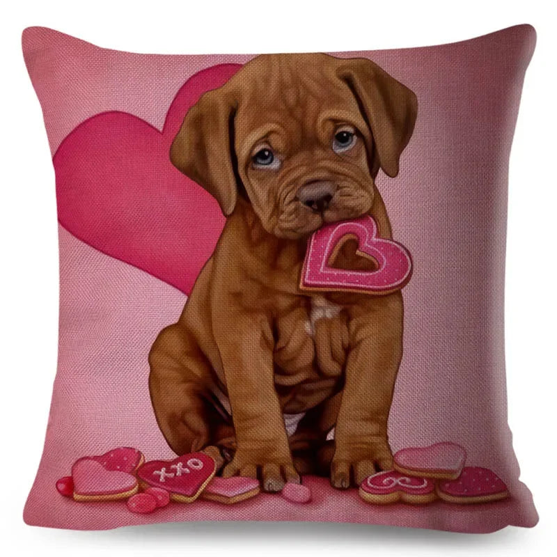 Axyaa Cartoon Dog Linen Pillowcase 45*45cm