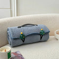 Axyaa Cloud Velvet Cartoon Pattern Blanket with Warm Belt Handle